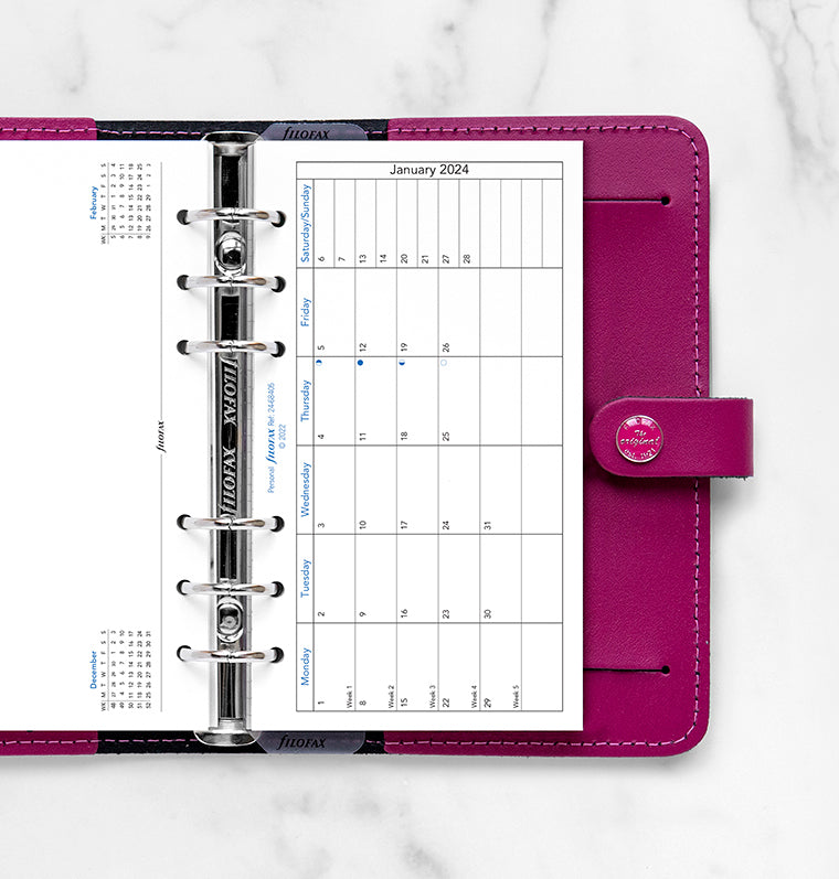 Filofax 2024 Personal Month on One Page with Notes Planner - Horizonta