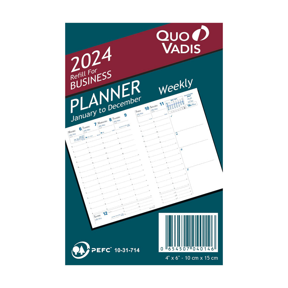 Quo Vadis 2024 Business Vertical Weekly Planner - Refill Only