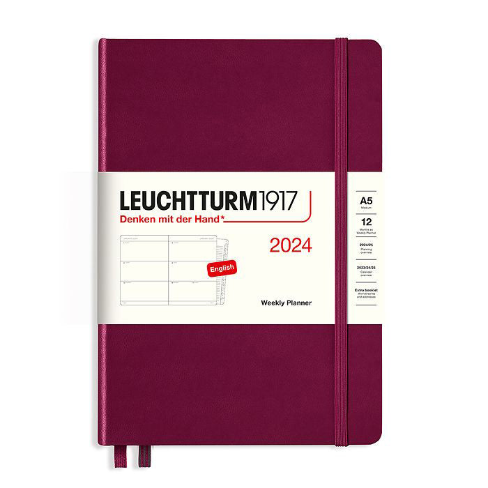 Leuchtturm1917 2024 A5 Medium Hardcover Weekly Planner with Extra Book