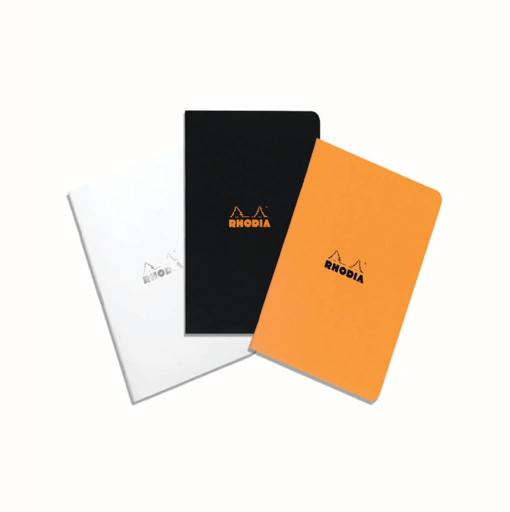 Rhodia Side Staplebound A5 Lined Notebook - Ice White