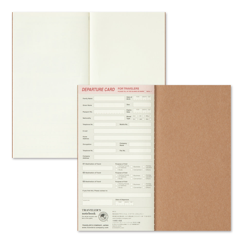 Traveler's 2025 Regular Size Diary Insert - Monthly