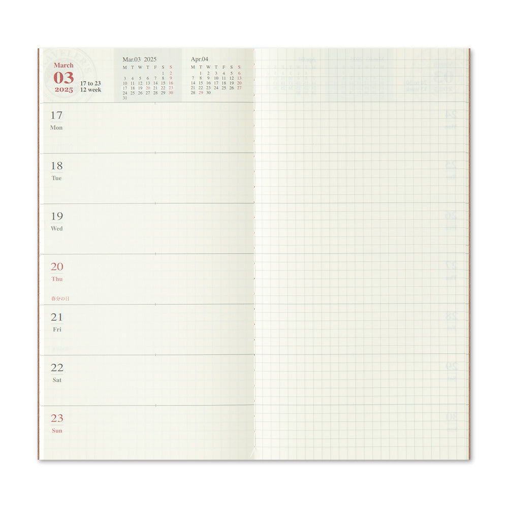 Traveler's 2025 Regular Size Diary Insert - Weekly + Memo