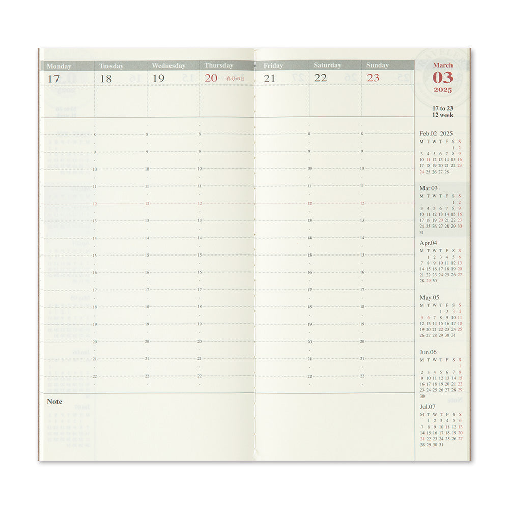 Traveler's 2025 Regular Size Diary Insert - Weekly Vertical