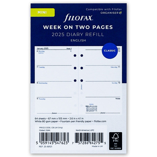 Filofax 2025 Mini Week On Two Pages Planner