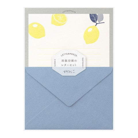 Midori Letter Set Letterpress Lemon