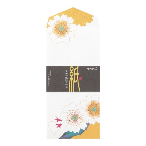 Midori Four Designs Envelope - Silk-Printing Cherry Blossom Gold
