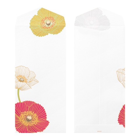 Midori Four Designs Envelope - Silk-Printing Poppy