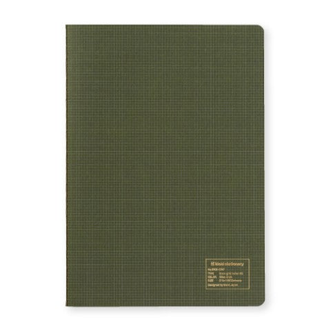 Kleid 2mm Grid Notes A5 Notebook - Olive Drab (Cream Paper)