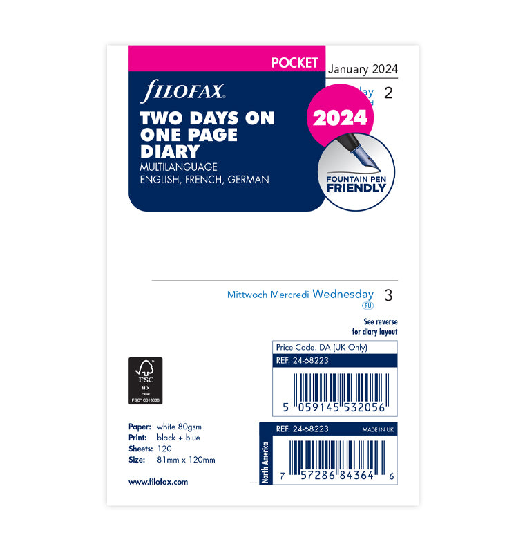 Filofax 2024 Pocket Two Days on One Page Planner