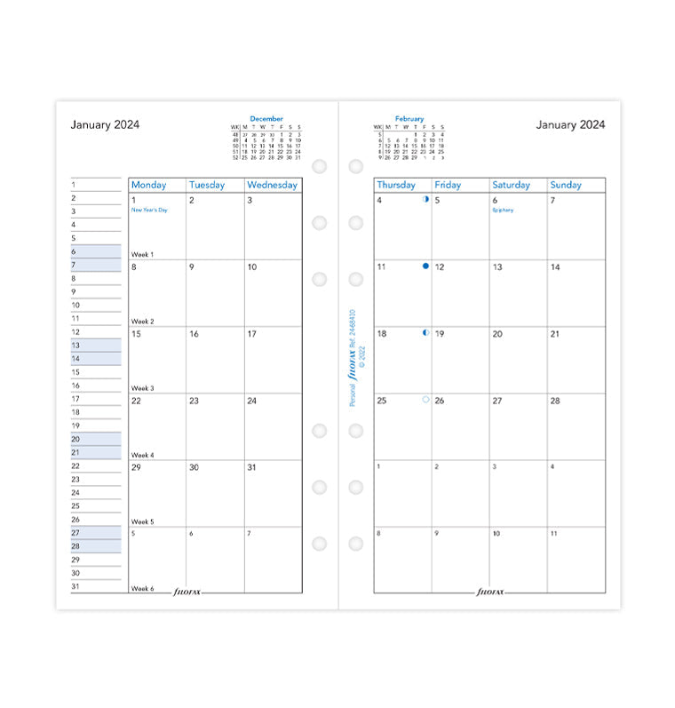 Filofax 2024 Personal Month on Two Pages Planner