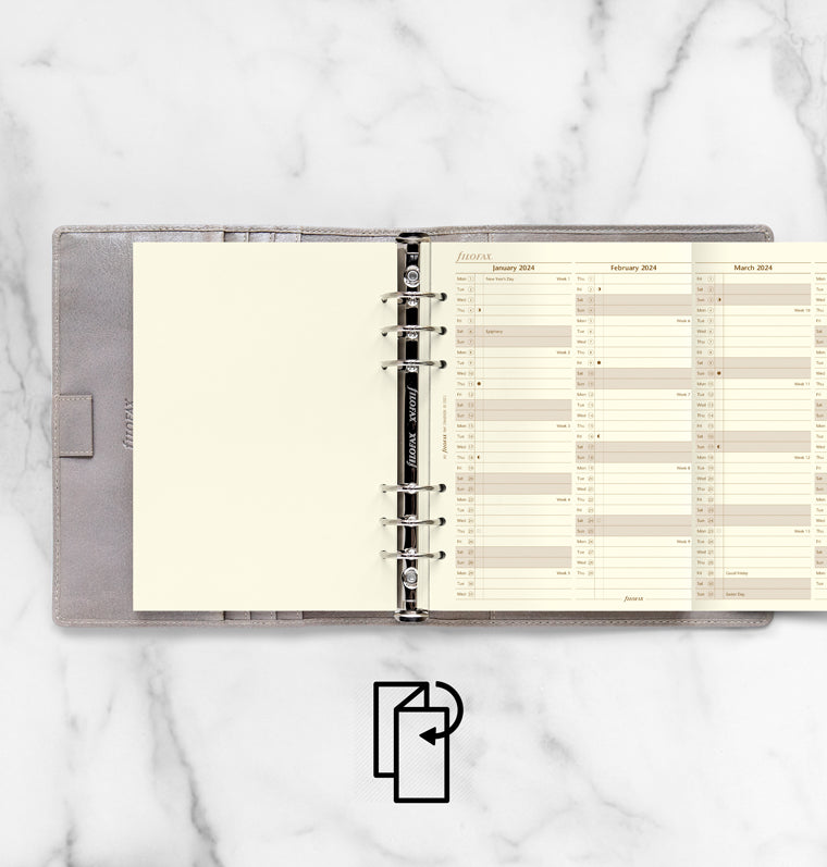 Filofax 2024 A5 Vertical Year Planner - Cotton Cream