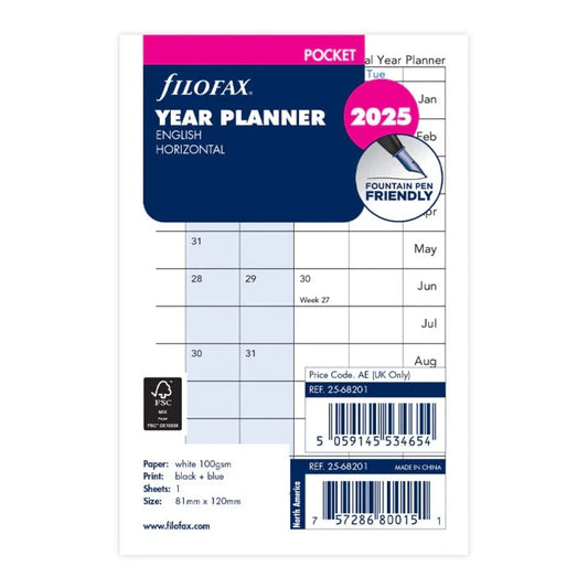 Filofax 2025 Horizontal Year Planner