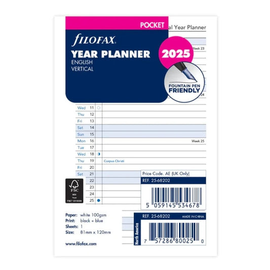 Filofax 2025 Vertical Year Planner