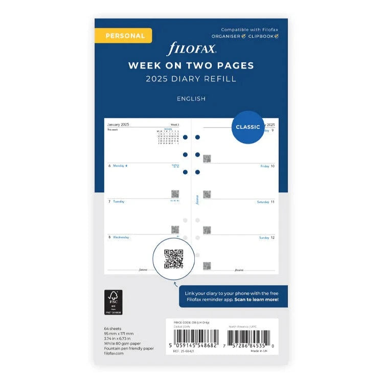 Filofax 2025 Personal Week on Two Pages Planner