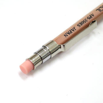 Ohto Wooden Mini Mechanical Pencil with Eraser & Clip - Natural (.5mm)