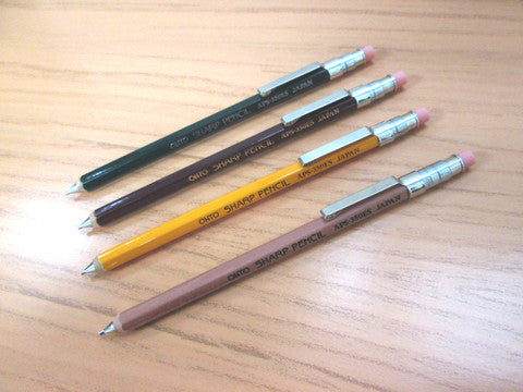 Ohto Wooden Mechanical Pencil Mini with Eraser & Clip - Natural (.5mm)