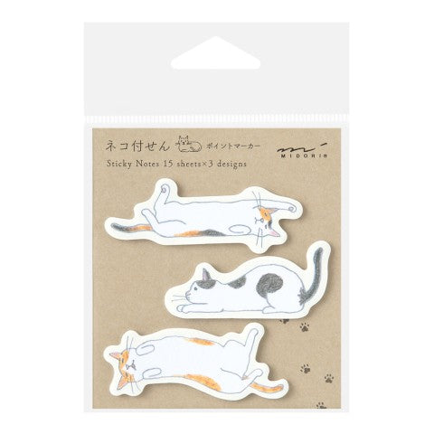 Midori Sticky Notes - Point Cat Stretching Out