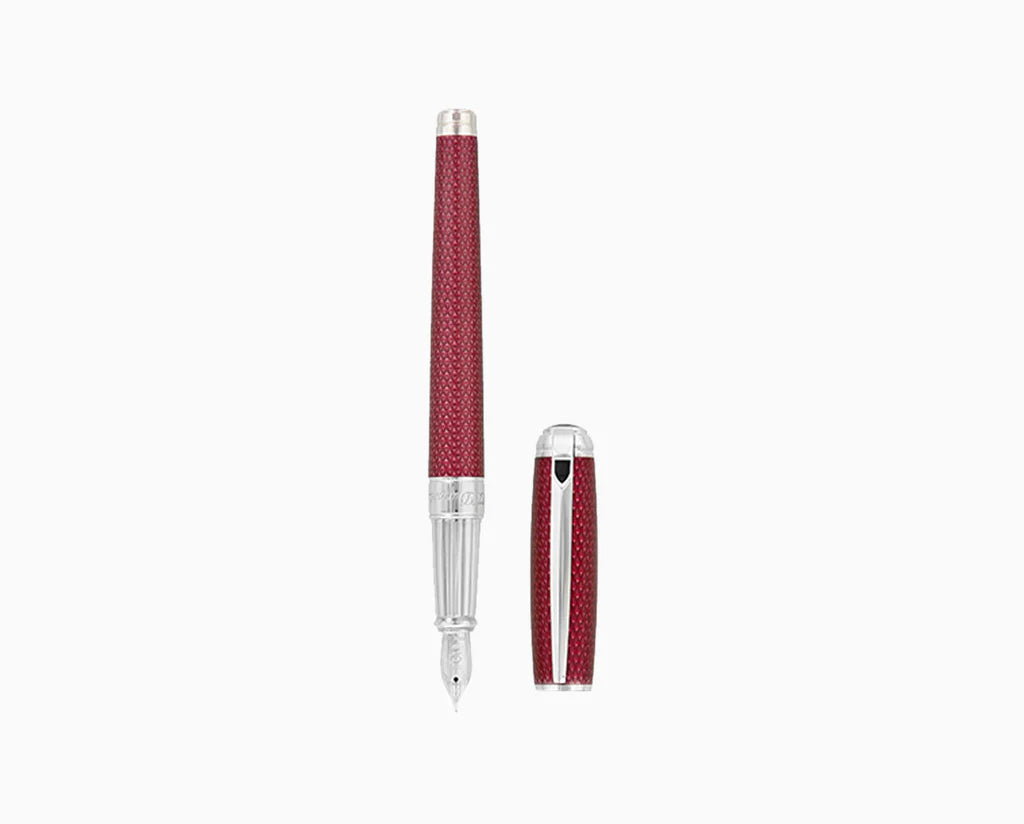 S.T. Dupont Line-D Firehead Guilloche Fountain Pen - Dark Pink