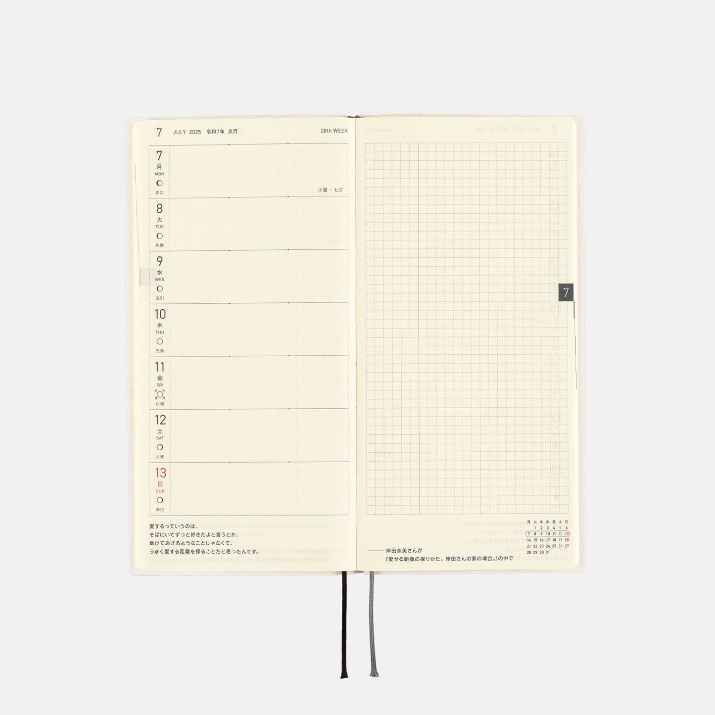 Hobonichi 2025 Weeks - White Line: Ivory