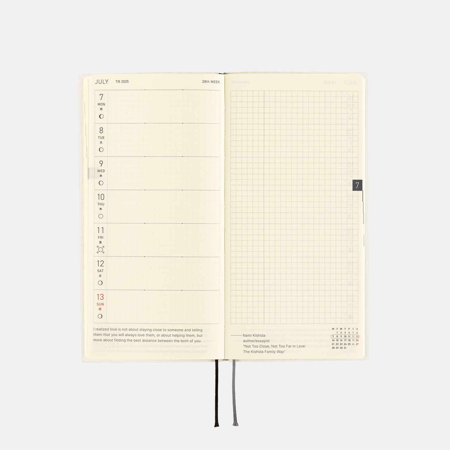 Hobonichi 2025 Weeks - White Line: Ivory