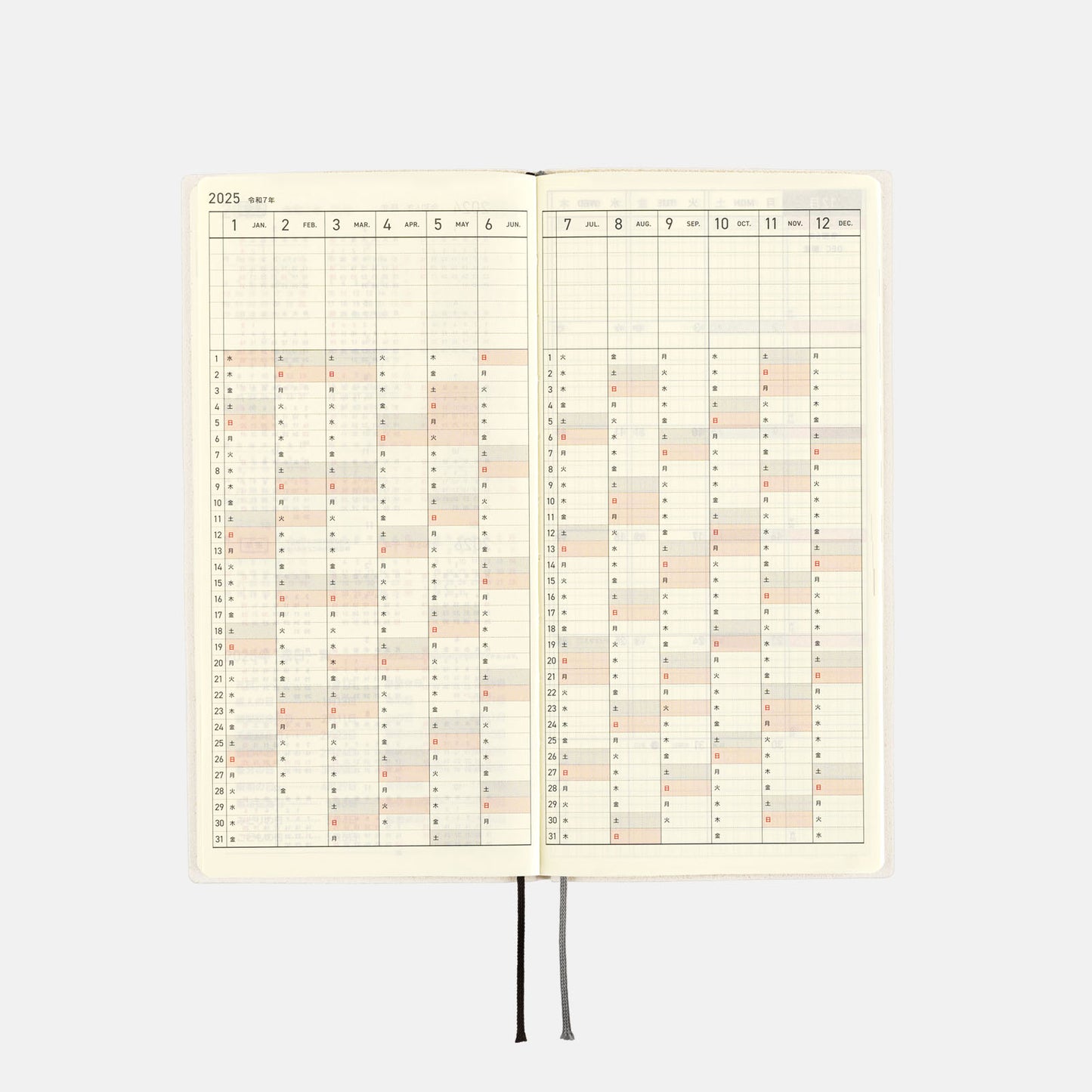 Hobonichi 2025 Weeks - White Line: Ivory