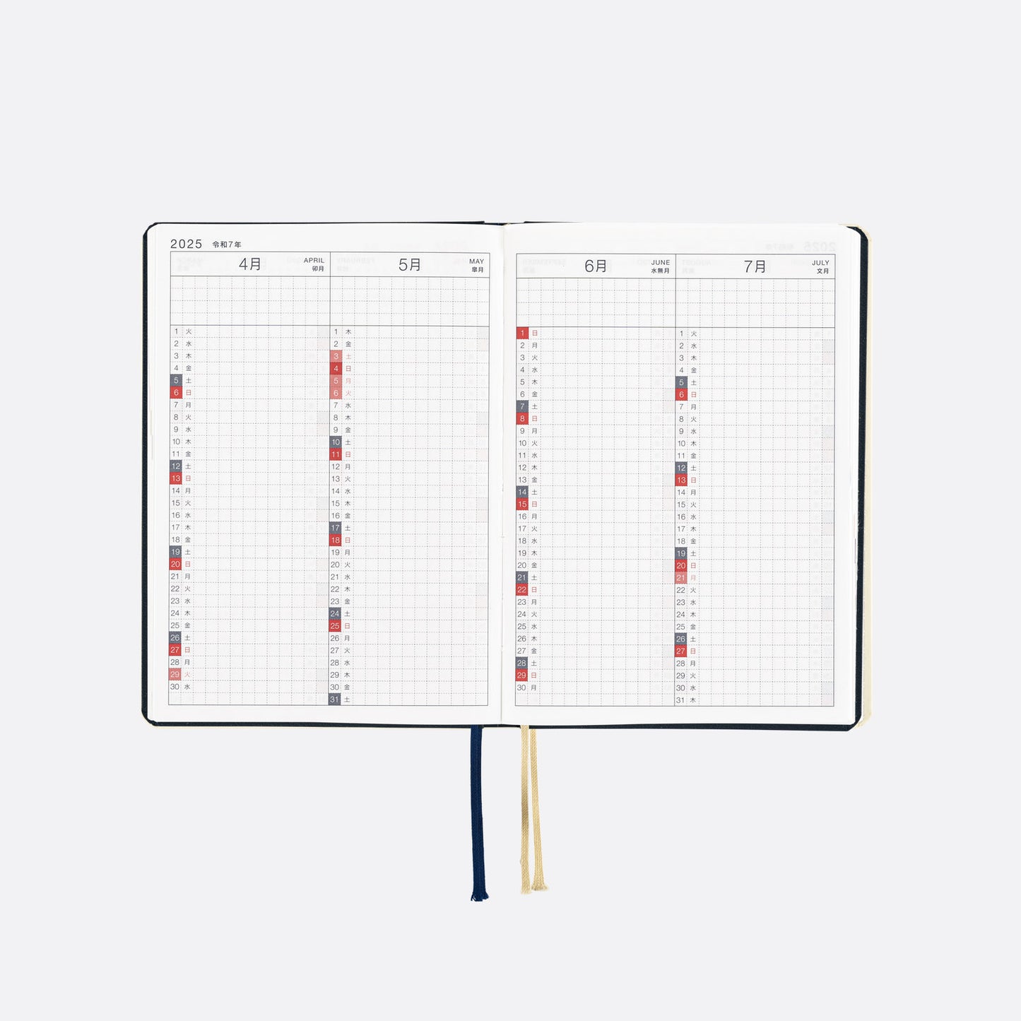 Hobonichi HON 2025 A6 Techo Hardcover Book - Slash (Navy)