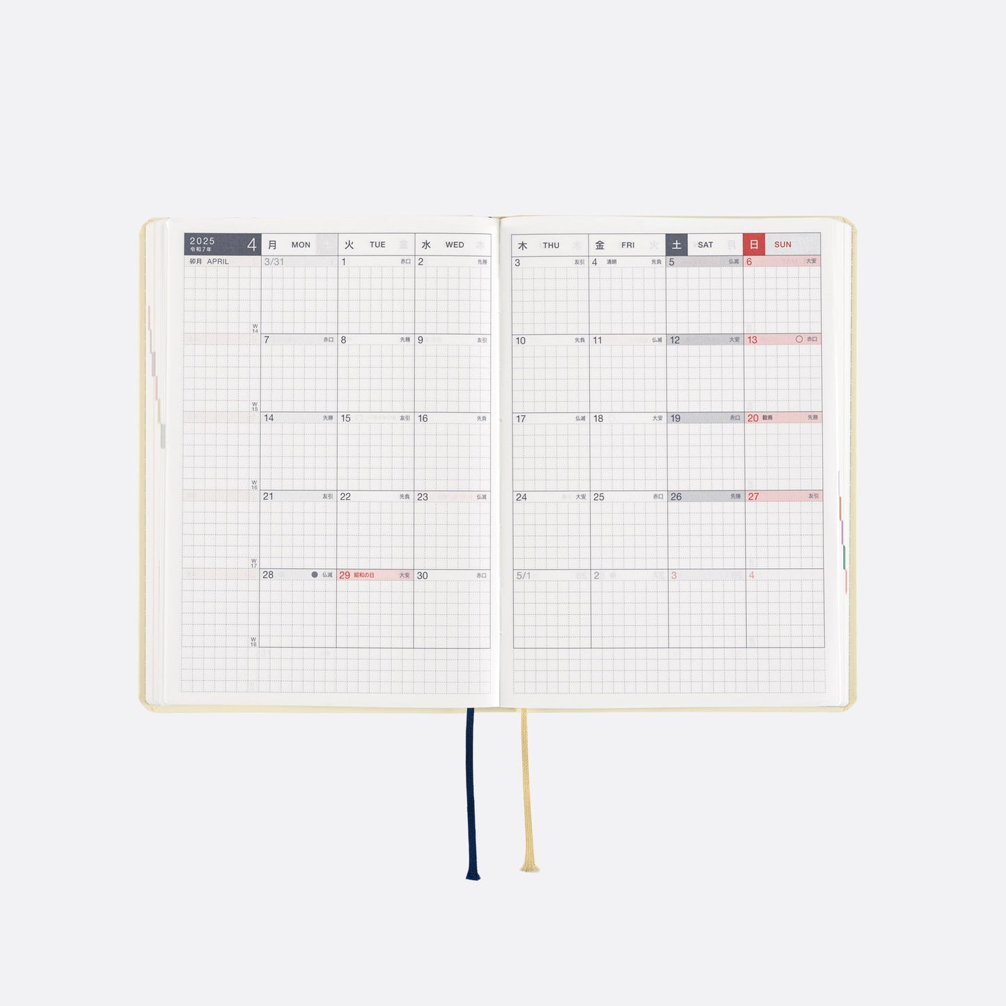 Hobonichi HON 2025 A6 Techo Hardcover Book - Slash (Ivory)