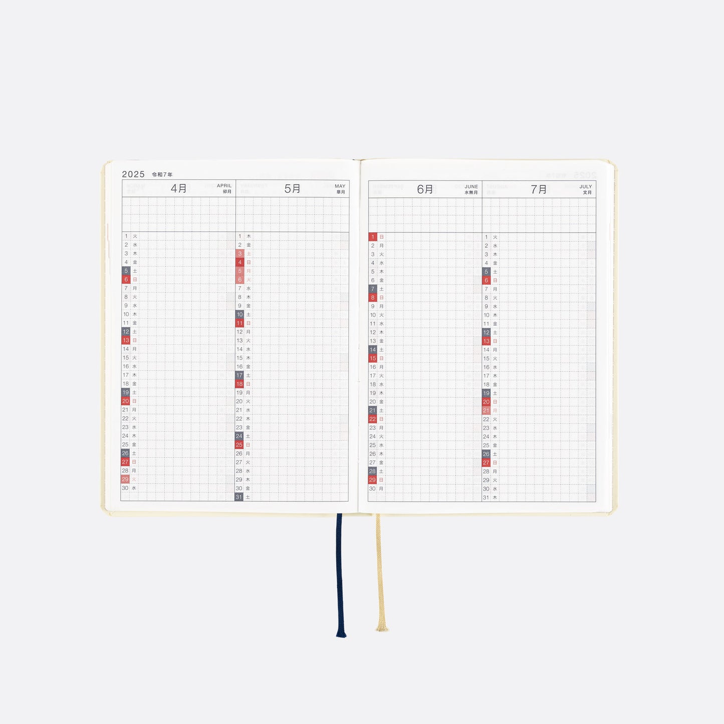 Hobonichi HON 2025 A6 Techo Hardcover Book - Slash (Ivory)