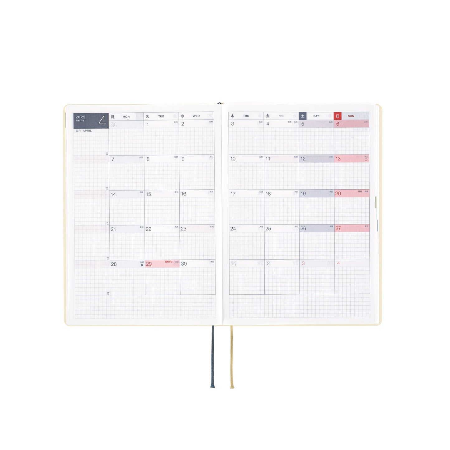 Hobonichi HON 2025 A5 Techo Hardcover Book - Slash (Ivory)