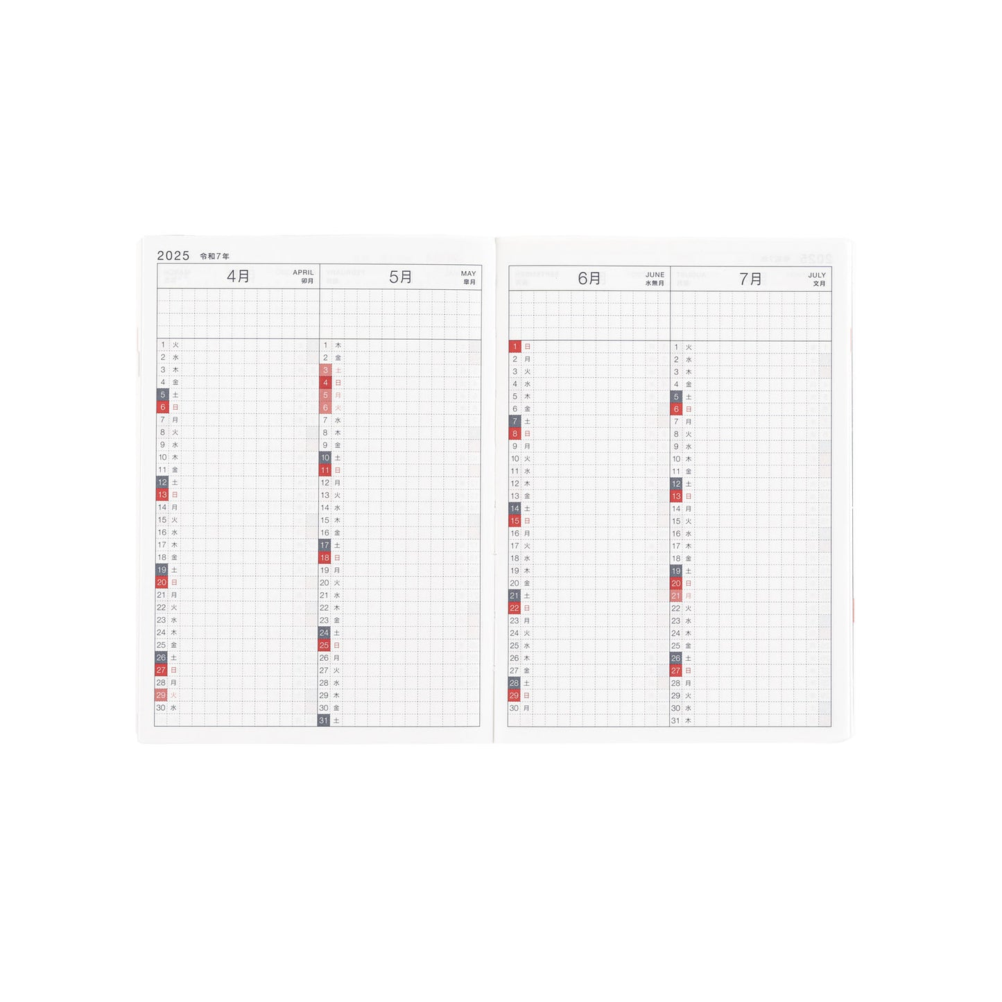 Hobonichi HON 2025 A6 Techo Hardcover Book - Paper Series: Black Gingham