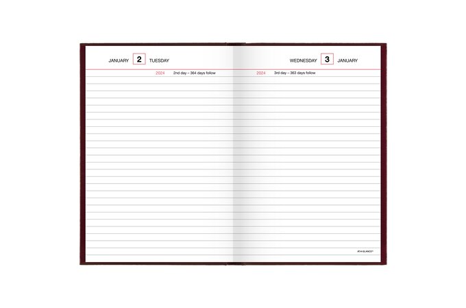 AT-A-GLANCE Standard Diary 2025 Daily Reminder (5 1/2" x 8") - Red