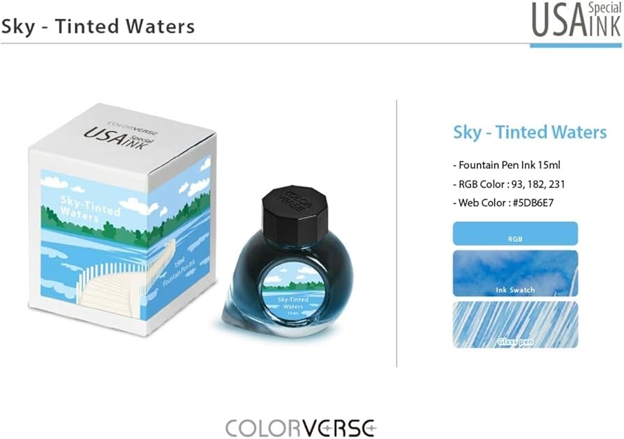 Colorverse Sky Tinted Waters (15ml) Bottled Ink (USA Special Series, Minnesota)