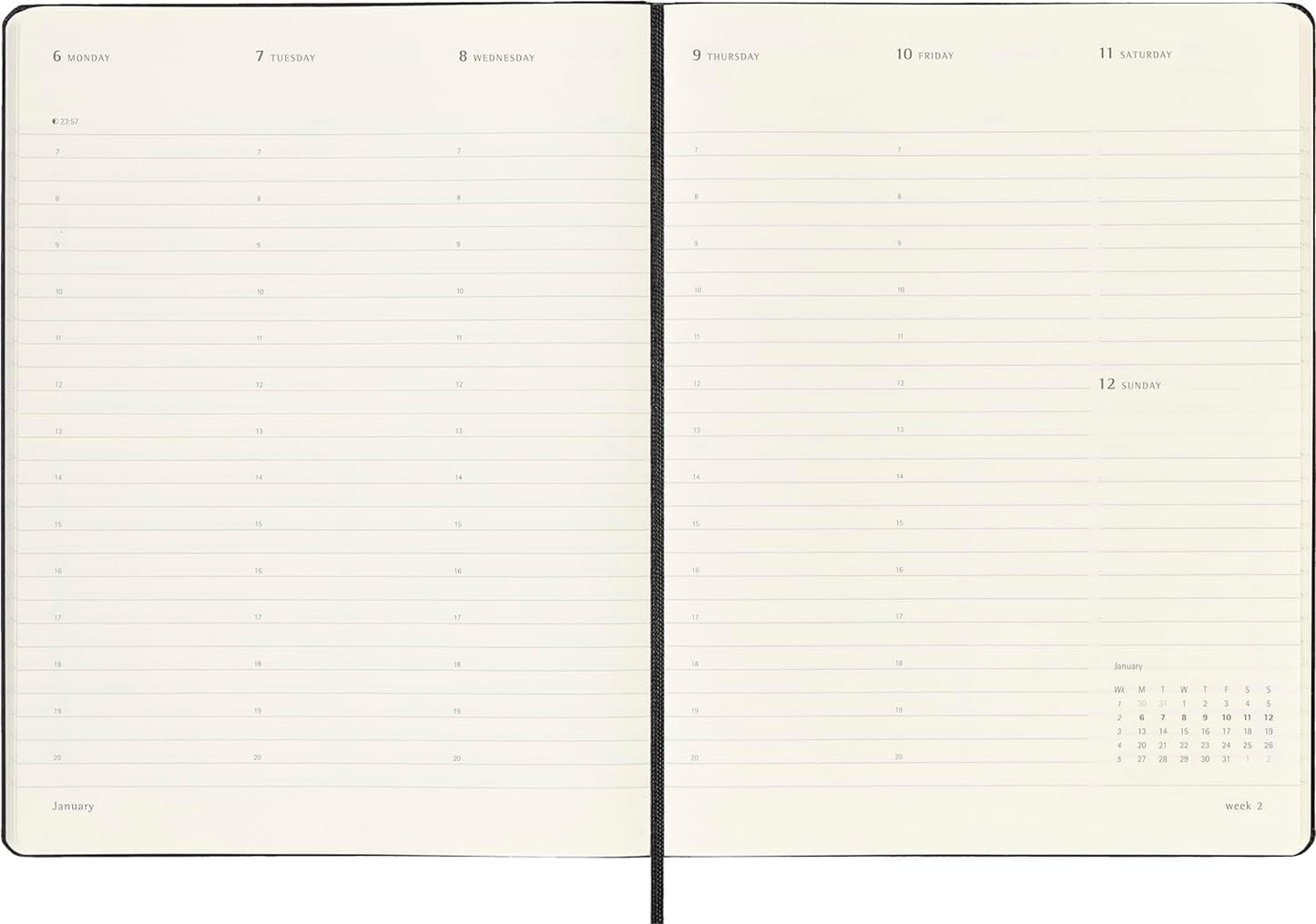 Moleskine 2025 Large Vertical Hardcover Pro Weekly Calendar - Black