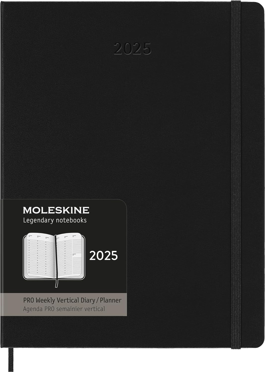 Moleskine 2025 Large Vertical Hardcover Pro Weekly Calendar - Black