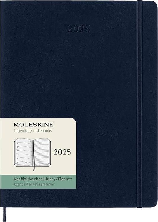 Moleskine 2025 Large Softcover Weekly Calendar with Notes - Sapphire Blue