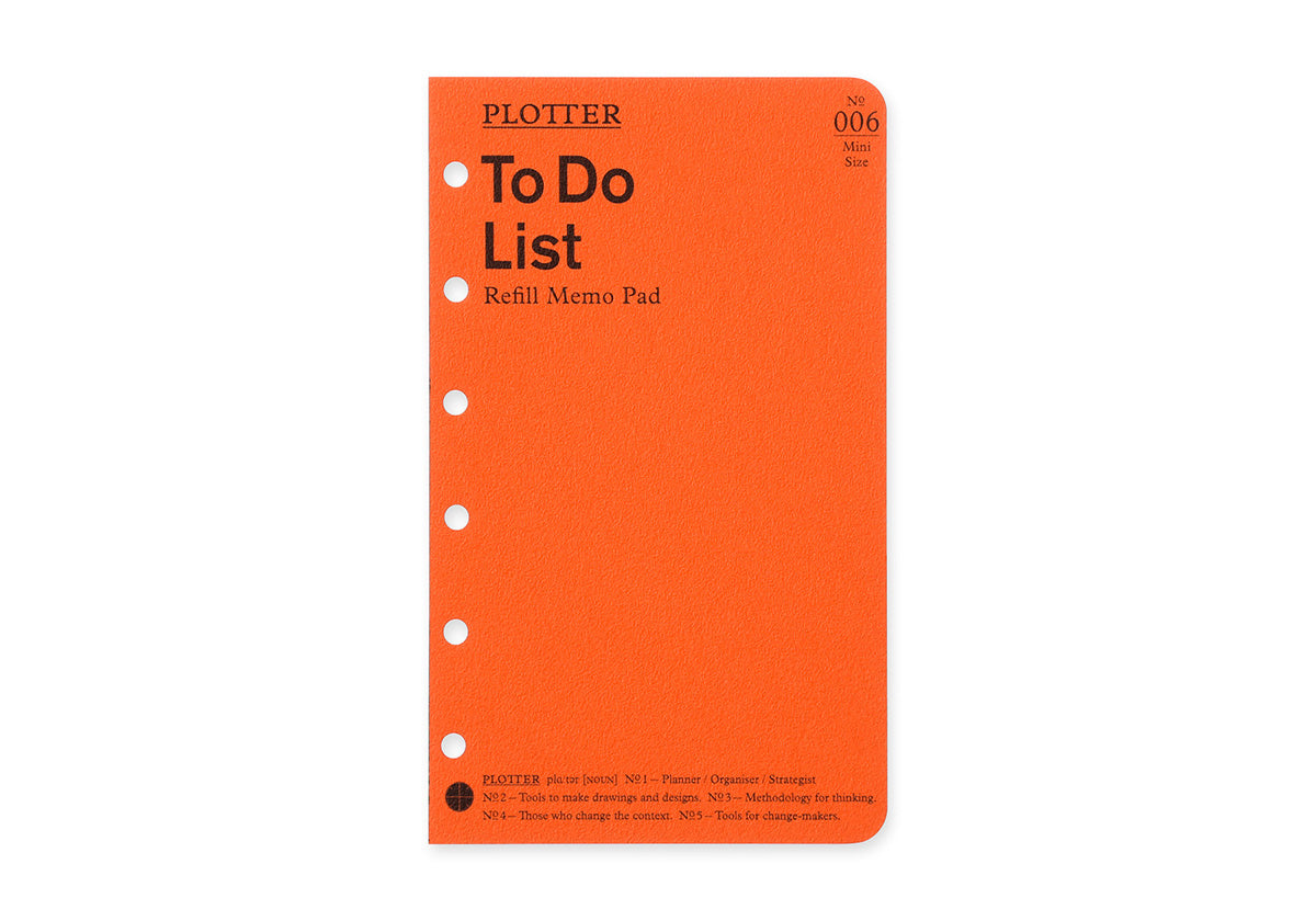 PLOTTER Refill Memo Pad To Do List (50 sheets) - Mini Size