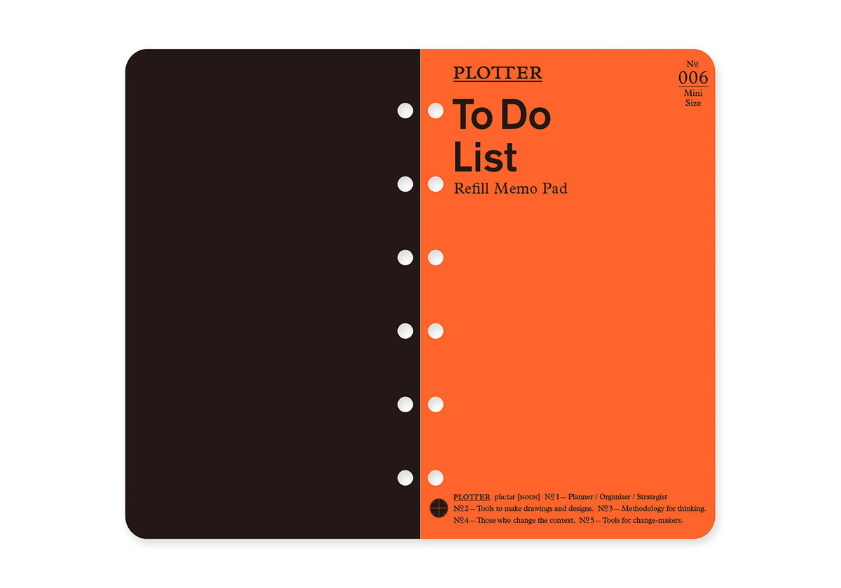 PLOTTER Refill Memo Pad To Do List (50 sheets) - Mini Size