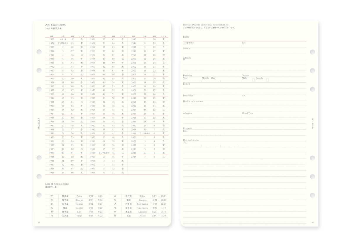 PLOTTER 2025 Monthly Schedule Refill - Mini Size