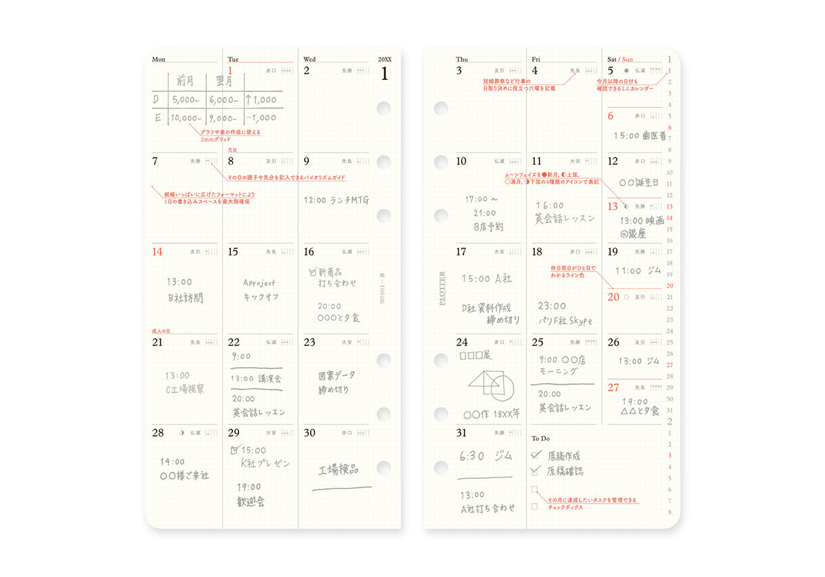 PLOTTER 2025 Monthly Schedule Refill - Bible Size