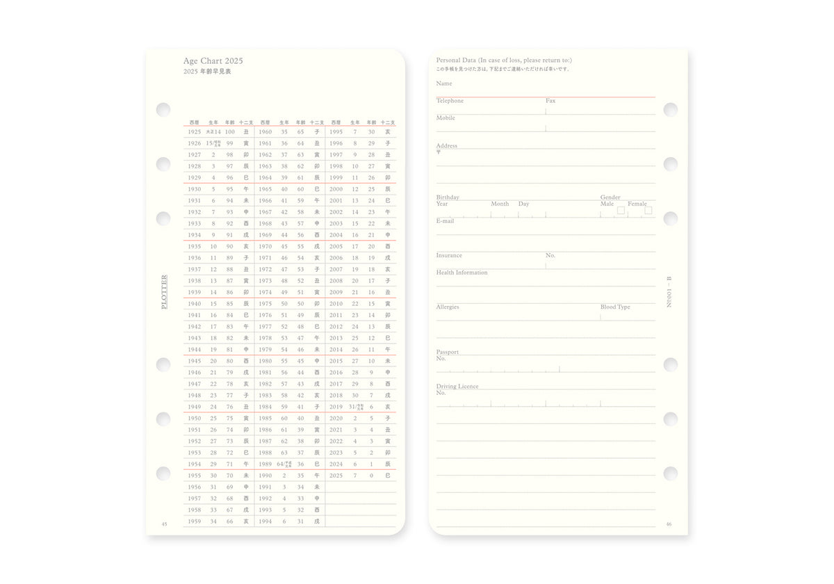 PLOTTER 2025 Monthly Schedule Refill - Bible Size