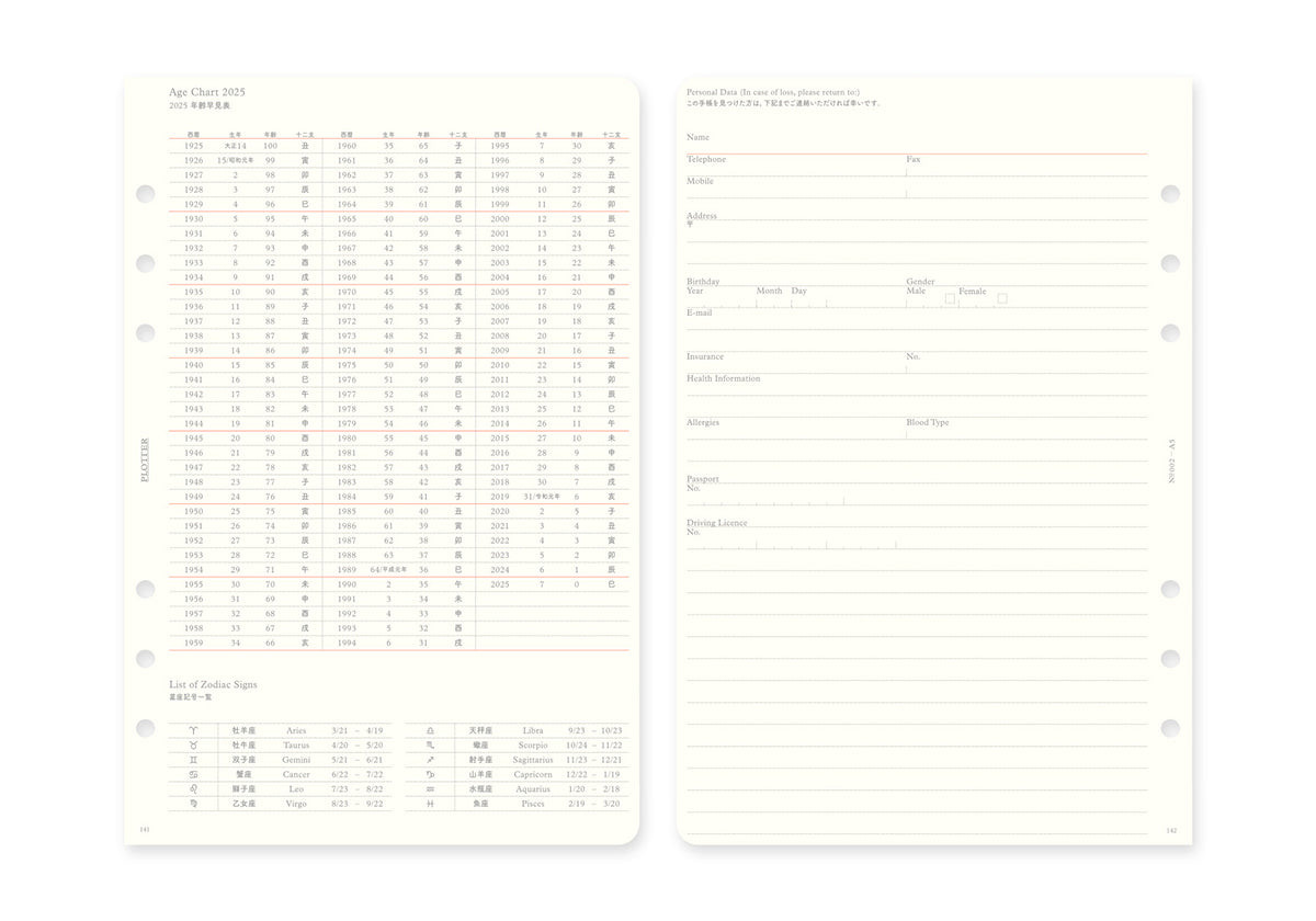 PLOTTER 2025 Weekly Schedule Refill - A5 Size