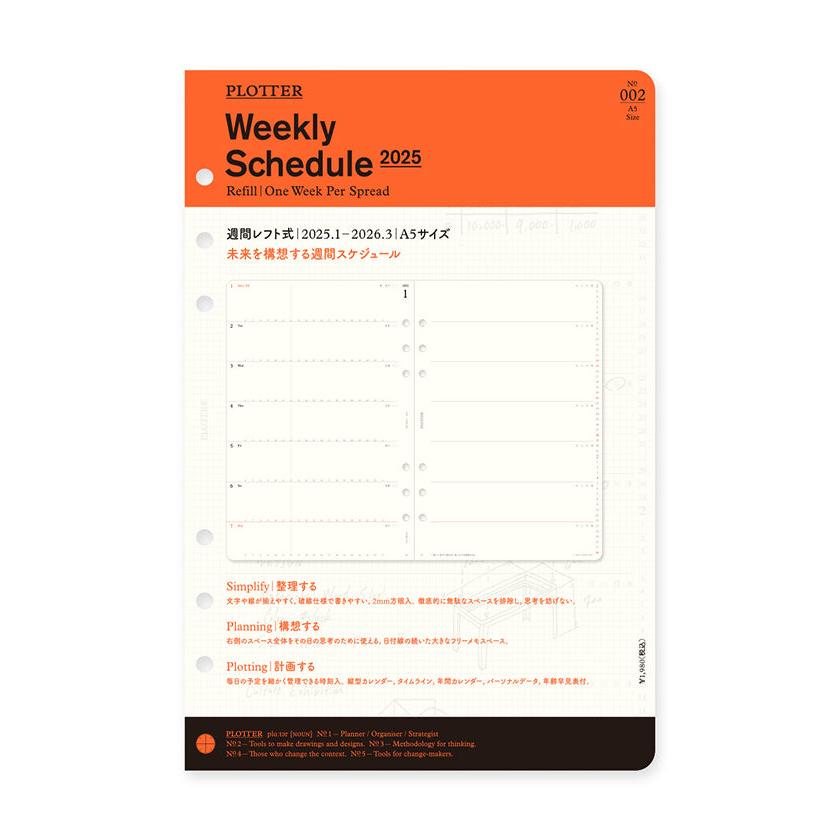 PLOTTER 2025 Weekly Schedule Refill - A5 Size