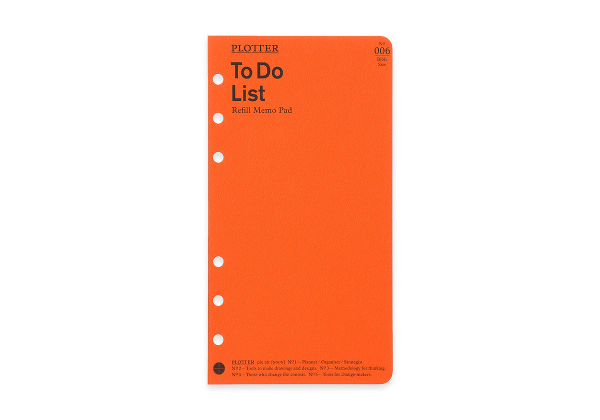 PLOTTER Refill Memo Pad To Do List (50 sheets) - Bible Size