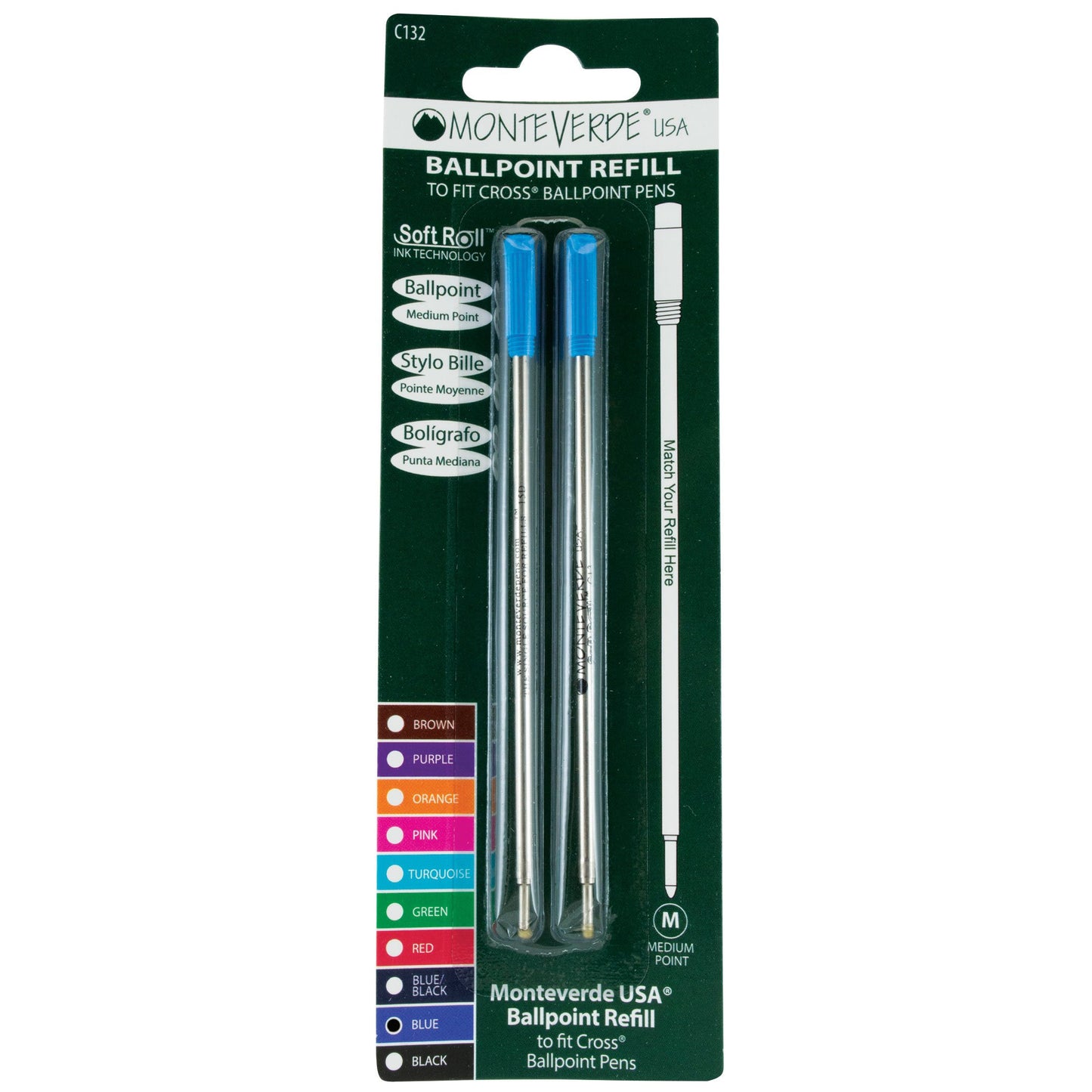 Cross Ballpoint Refills by Monteverde USA® - Blue Medium (2 ea)