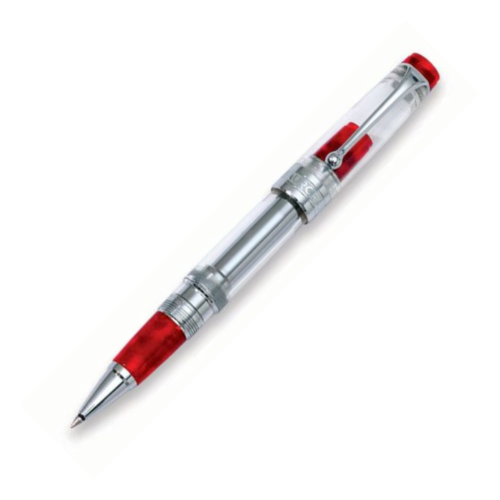 Aurora Optima Rollerball - Red Aurorloide with Chrome Trim