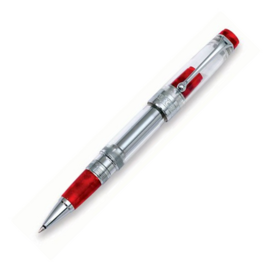 Aurora Optima Rollerball - Red Aurorloide with Chrome Trim