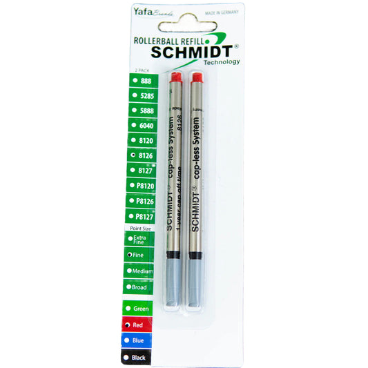 Schmidt Long Capless Rollerball Refill - Red Fine (2ea)