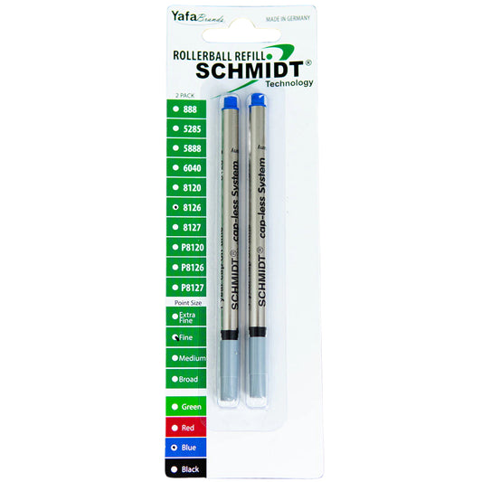 Schmidt Long Capless Rollerball Refill - Blue (2ea)