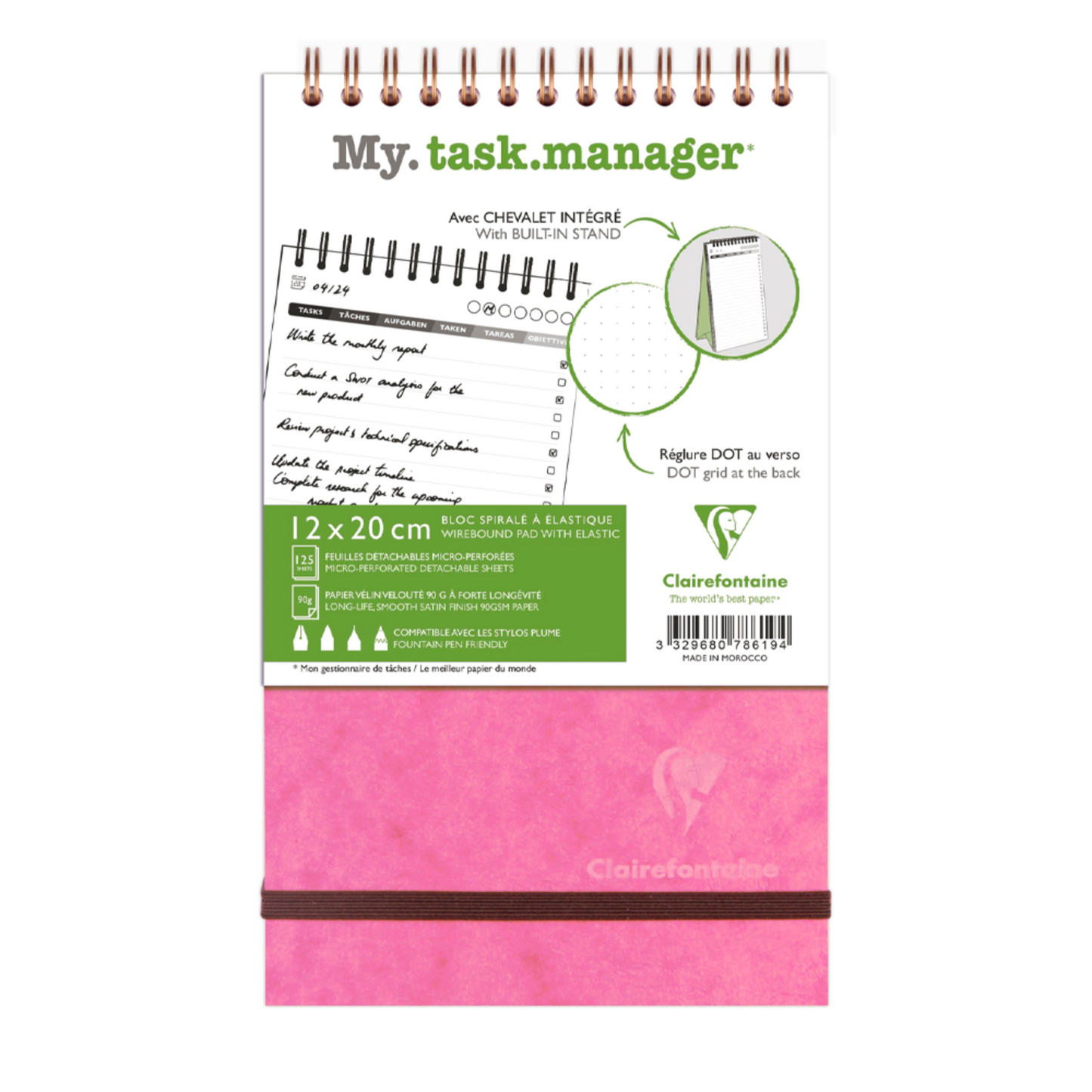 Clairefontaine My Task Manager - Rose (4.75 x 7.75)