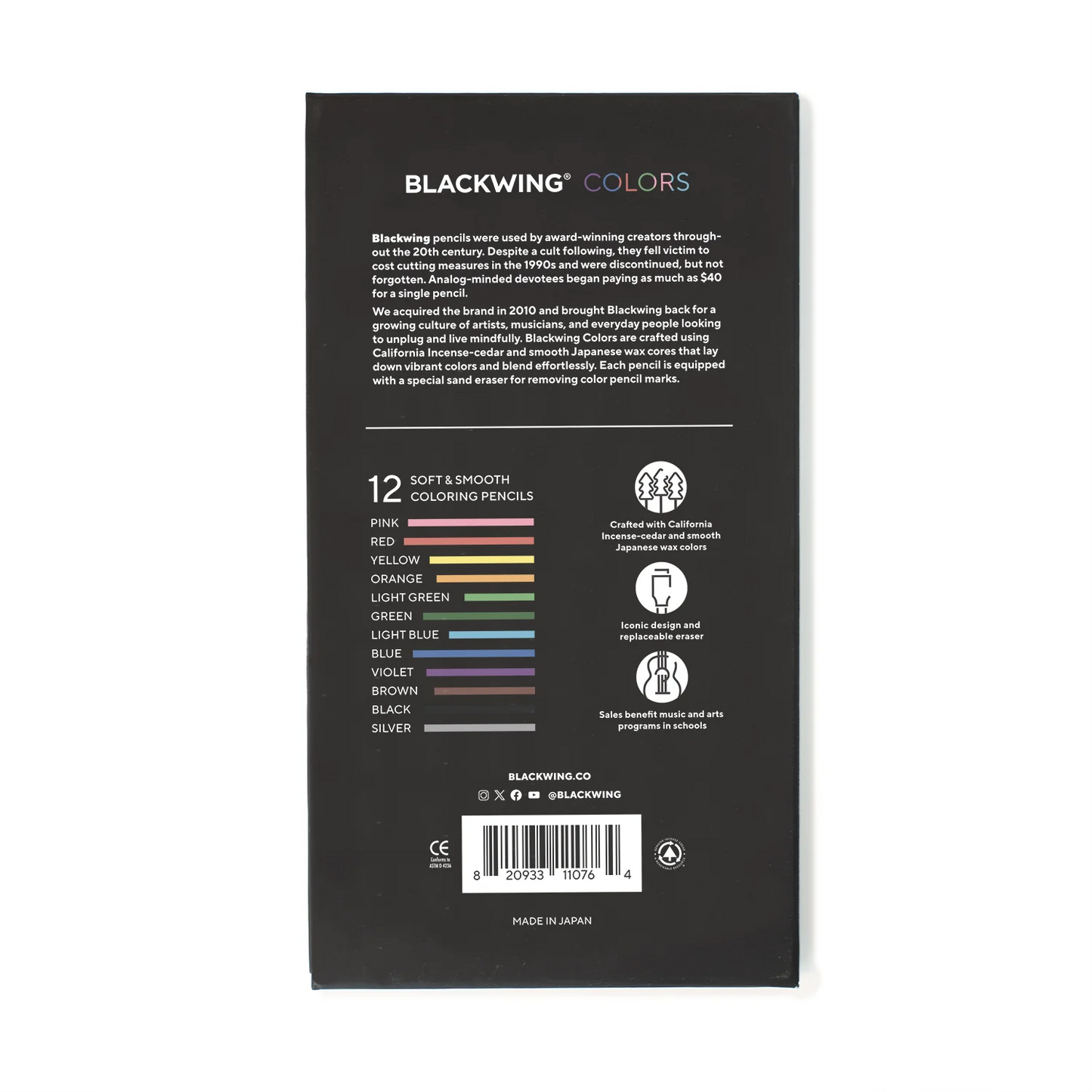 Blackwing Colors (Set of 12 Colored Pencils with erasers)